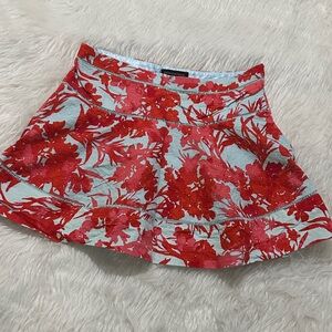 Banana Republic Red Floral Skater Skirt